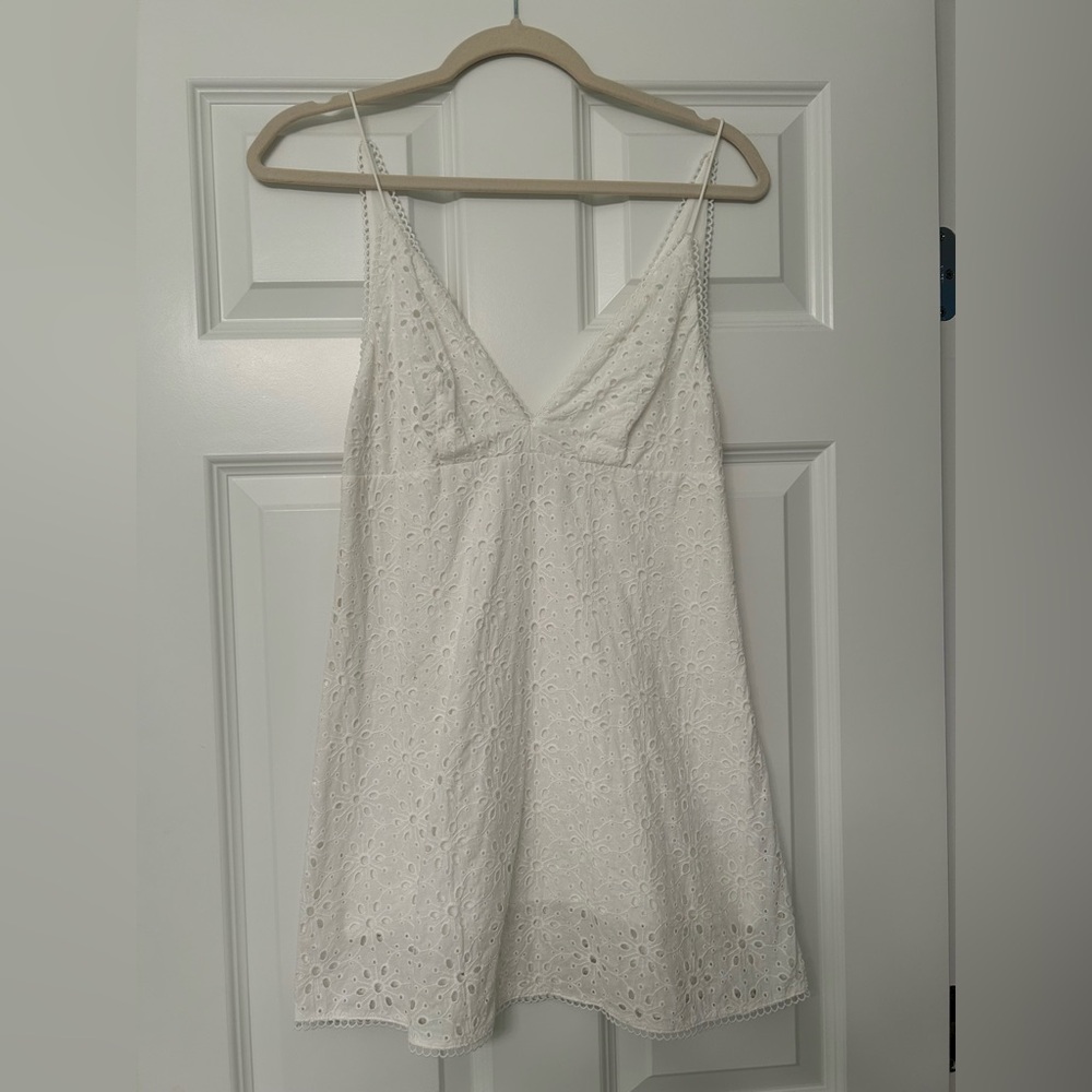 Urban Outfitters White Eyelet Sleeveless Dress